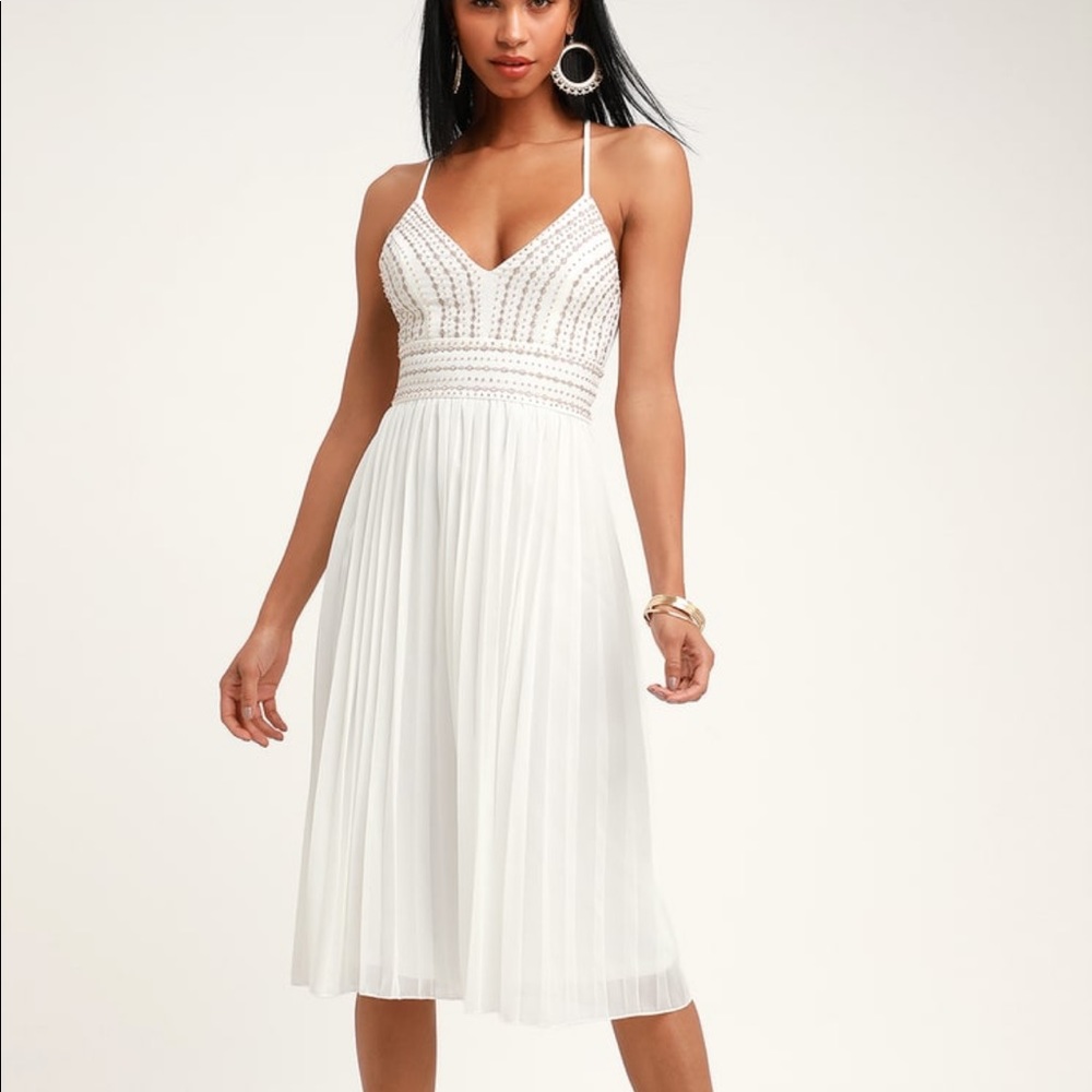 Lulus white embroidered midi dress
